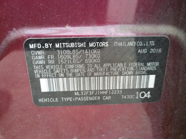 Photo 10 from auction – 2017 MITSUBISHI MIRAGE G4 with VIN ML32F3FJ1HHF12233