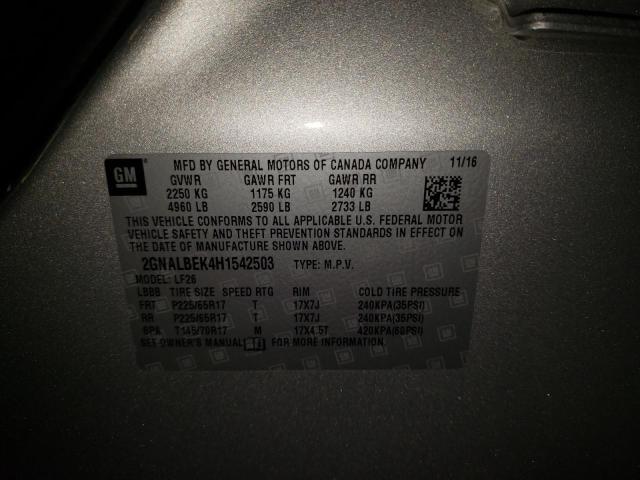 Photo 10 from auction – 2017 CHEVROLET EQUINOX LS with VIN 2GNALBEK4H1542503