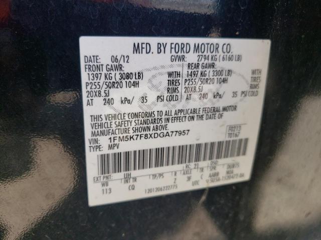 Photo 10 from auction – 2013 FORD EXPLORER L with VIN 1FM5K7F8XDGA77957