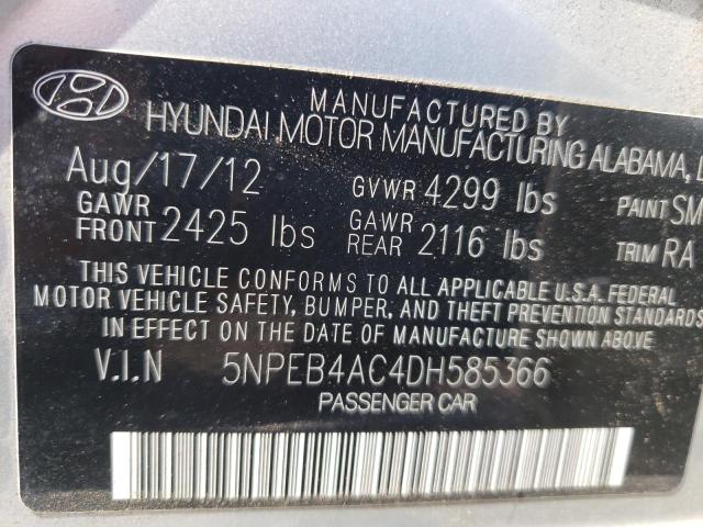 Photo 10 from auction – 2013 HYUNDAI SONATA GLS with VIN 5NPEB4AC4DH585366