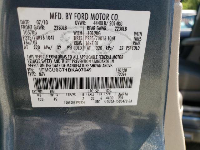 Photo 10 from auction – 2011 FORD ESCAPE XLS with VIN 1FMCU0C71BKA07049