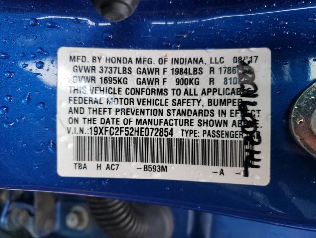 Photo 10 from auction – 2017 HONDA CIVIC LX with VIN 19XFC2F52HE072854