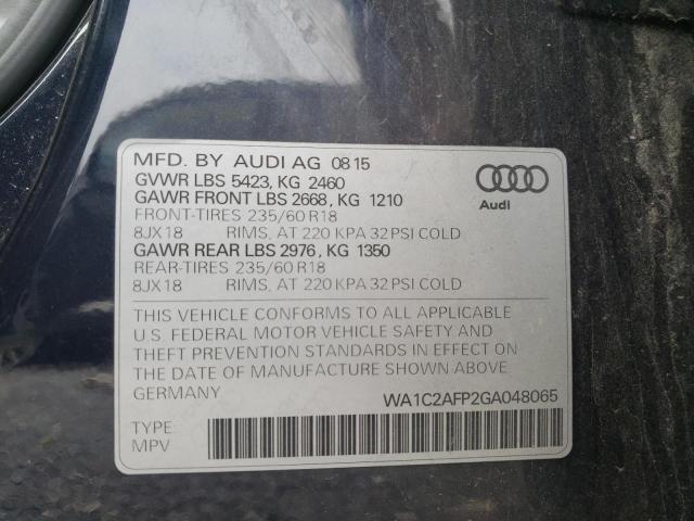 Photo 10 from auction – 2016 AUDI Q5 PREMIUM with VIN WA1C2AFP2GA048065