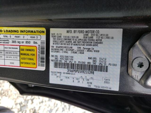 Photo 10 from auction – 2015 FORD FUSION SE with VIN 3FA6P0PU5FR255398