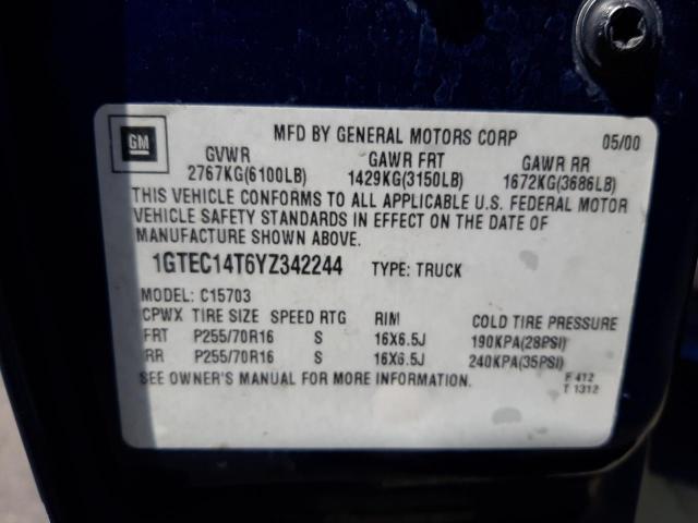 Photo 10 from auction – 2000 GMC NEW SIERRA with VIN 1GTEC14T6YZ342244