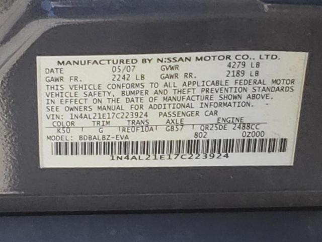 Photo 10 from auction – 2007 NISSAN ALTIMA 2.5 with VIN 1N4AL21E17C223924