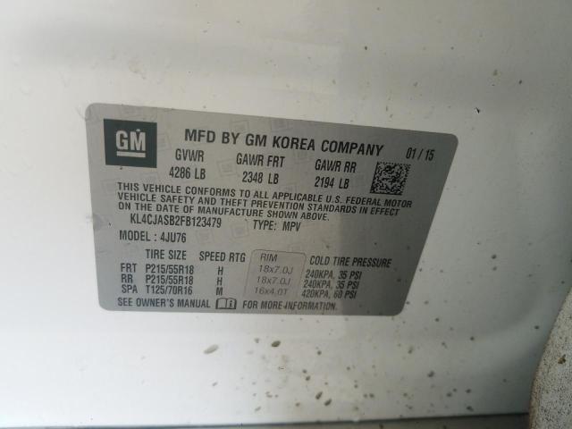 Photo 10 from auction – 2015 BUICK ENCORE with VIN KL4CJASB2FB123479