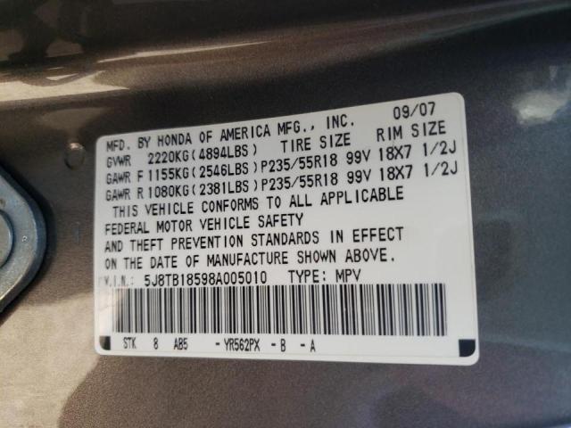 Photo 10 from auction – 2008 ACURA RDX TECHNO with VIN 5J8TB18598A005010