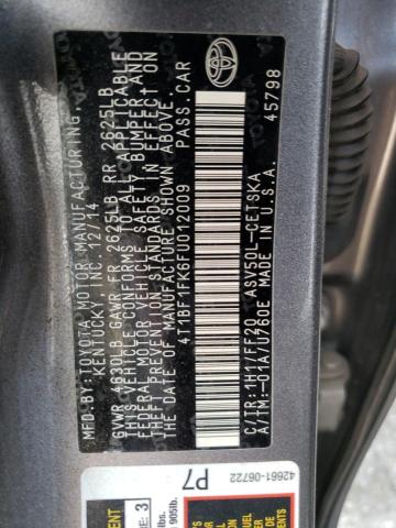 Photo 10 from auction – 2015 TOYOTA CAMRY LE with VIN 4T1BF1FK6FU012009