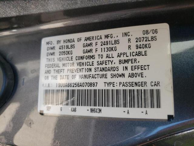 Photo 10 from auction – 2006 ACURA 3.2TL with VIN 19UUA66256A070897