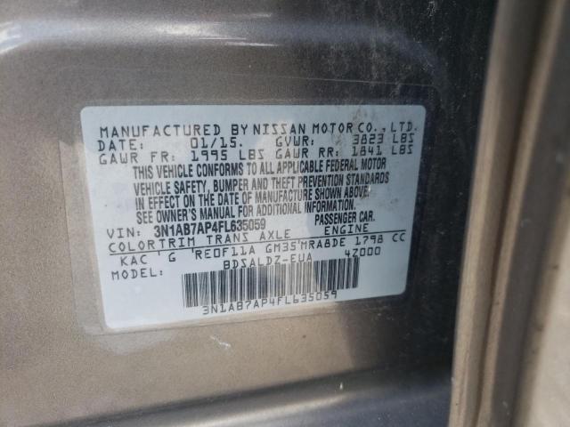 Photo 10 from auction – 2015 NISSAN SENTRA S with VIN 3N1AB7AP4FL635059