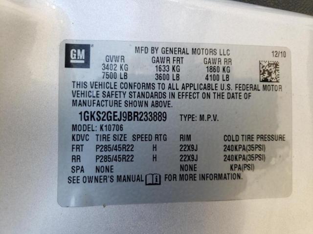 Photo 10 from auction – 2011 GMC YUKON DENA with VIN 1GKS2GEJ9BR233889