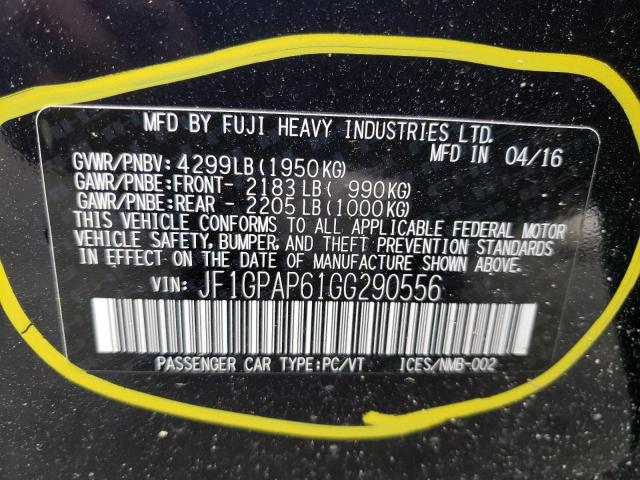 Photo 10 from auction – 2016 SUBARU IMPREZA SP with VIN JF1GPAP61GG290556