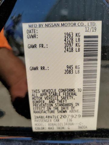 Photo 10 from auction – 2020 NISSAN ALTIMA S with VIN 1N4BL4BV7LC207929