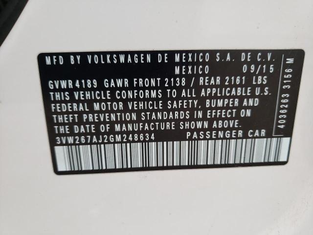 Photo 10 from auction – 2016 VOLKSWAGEN JETTA S with VIN 3VW267AJ2GM248634