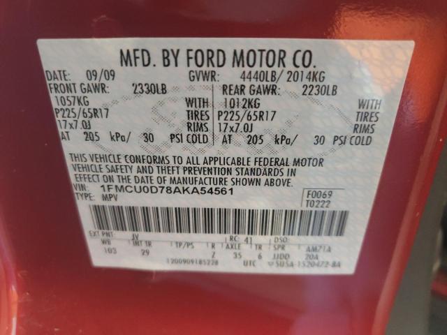 Photo 10 from auction – 2010 FORD ESCAPE XLT with VIN 1FMCU0D78AKA54561