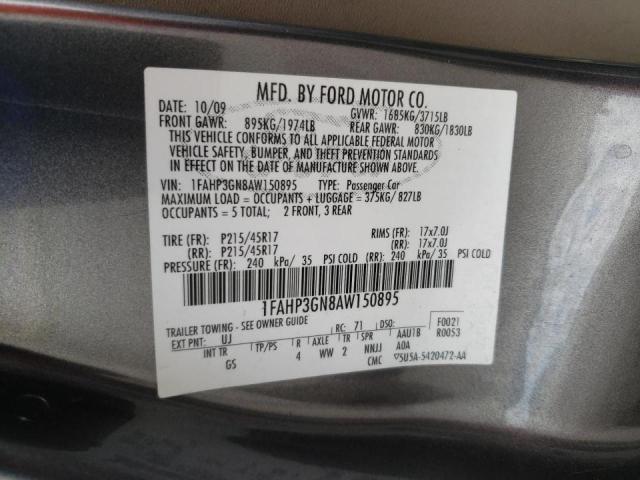 Photo 10 from auction – 2010 FORD FOCUS SES with VIN 1FAHP3GN8AW150895