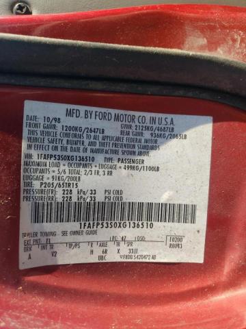 Photo 10 from auction – 1999 FORD TAURUS SE with VIN 1FAFP53S0XG136510