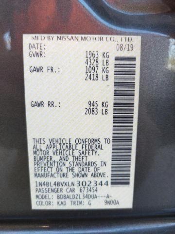 Photo 10 from auction – 2020 NISSAN ALTIMA S with VIN 1N4BL4BVXLN302344