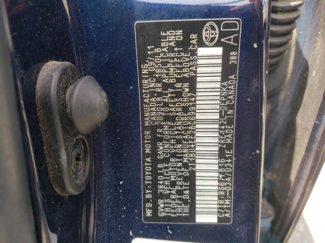 Photo 10 from auction – 2011 TOYOTA COROLLA BA with VIN 2T1BU4EE2BC699147
