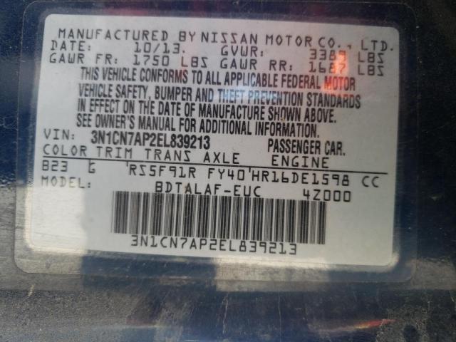 Photo 10 from auction – 2014 NISSAN VERSA with VIN 3N1CN7AP2EL839213