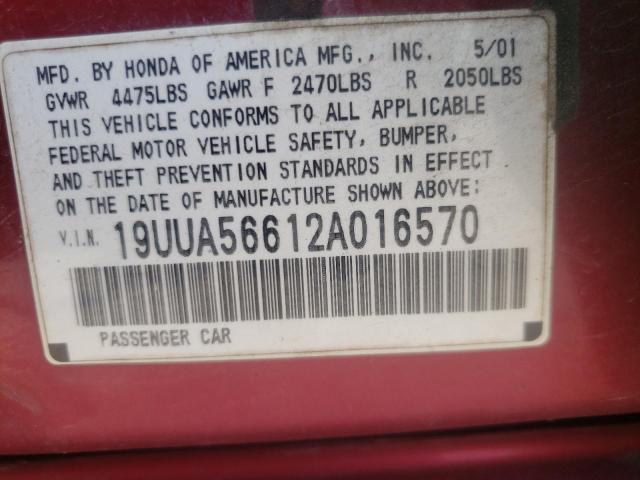 Photo 10 from auction – 2002 ACURA 3.2TL with VIN 19UUA56612A016570