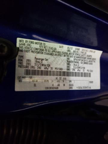 Photo 10 from auction – 2012 FORD FOCUS SE with VIN 1FAHP3K21CL409776