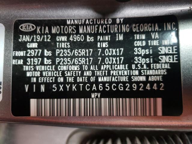 Photo 10 from auction – 2012 KIA SORENTO BA with VIN 5XYKTCA65CG292442