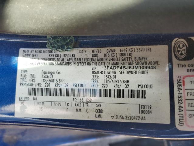 Photo 10 from auction – 2018 FORD FIESTA SE with VIN 3FADP4BJ6JM109948