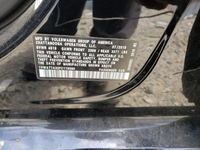 Photo 10 from auction – 2015 VOLKSWAGEN PASSAT S with VIN 1VWAT7A32FC119380
