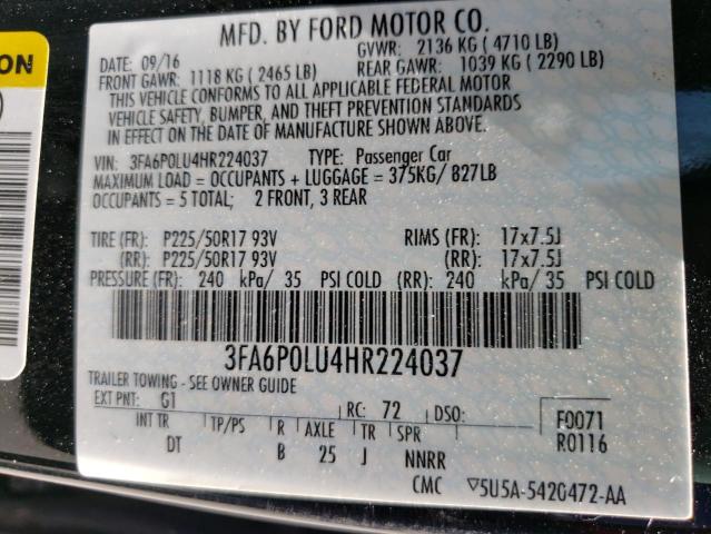 Photo 10 from auction – 2017 FORD FUSION SE with VIN 3FA6P0LU4HR224037