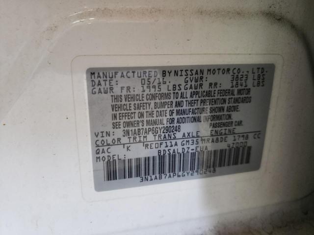 Photo 10 from auction – 2016 NISSAN SENTRA S with VIN 3N1AB7AP6GY290248
