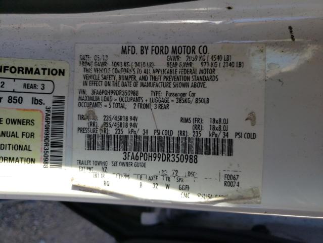 Photo 10 from auction – 2013 FORD FUSION SE with VIN 3FA6P0H99DR350988