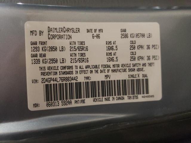 Photo 10 from auction – 2006 DODGE GRAND CARA with VIN 2D4GP44L76R883442