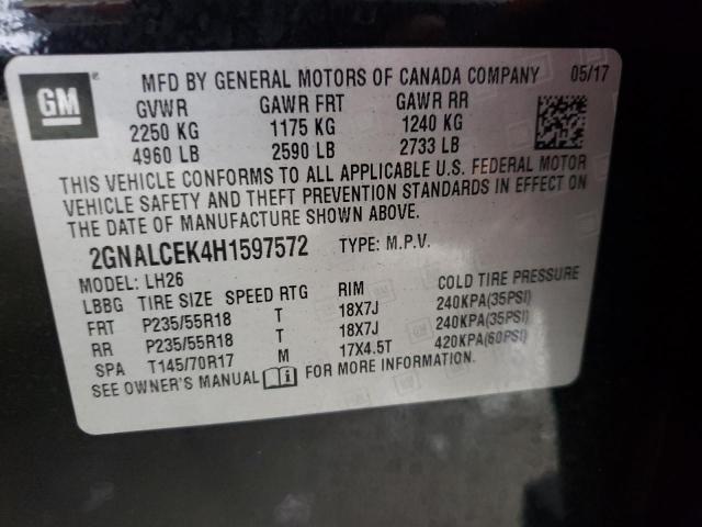 Photo 10 from auction – 2017 CHEVROLET EQUINOX LT with VIN 2GNALCEK4H1597572