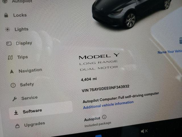 Photo 8 from auction – 2022 TESLA MODEL Y with VIN 7SAYGDEE0NF343932