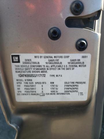 Photo 10 from auction – 2002 GMC DENALI XL with VIN 1GKFK66U52J117172