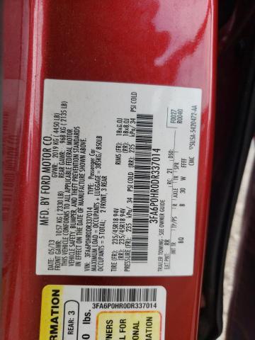 Photo 10 from auction – 2013 FORD FUSION SE with VIN 3FA6P0HR0DR337014