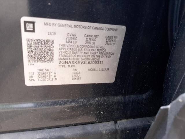 Photo 10 from auction – 2020 CHEVROLET EQUINOX LT with VIN 2GNAXKEV3L6200311