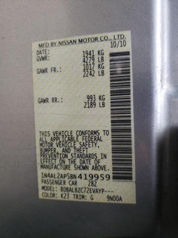 Photo 10 from auction – 2011 NISSAN ALTIMA BAS with VIN 1N4AL2AP5BN419959