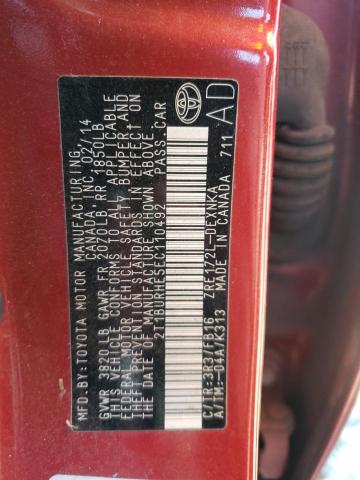 Photo 10 from auction – 2014 TOYOTA COROLLA L with VIN 2T1BURHE5EC110492