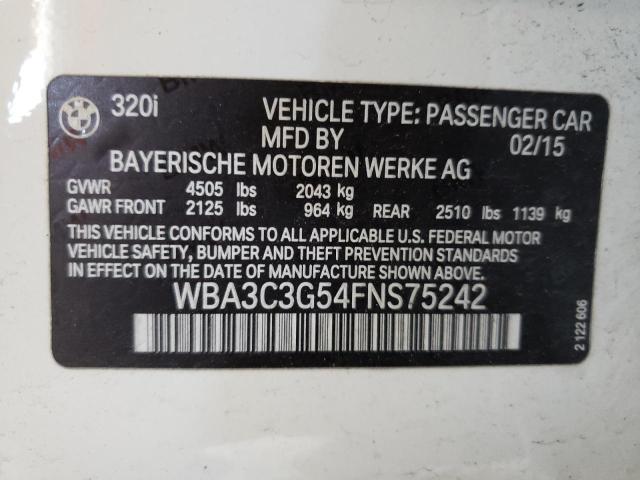 Photo 10 from auction – 2015 BMW 320 I XDRI with VIN WBA3C3G54FNS75242