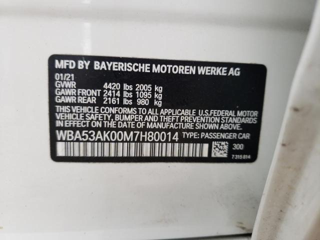 Photo 10 from auction – 2021 BMW 228I with VIN WBA53AK00M7H80014