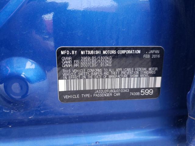 Photo 10 from auction – 2016 MITSUBISHI LANCER ES with VIN JA32U2FU6GU010343