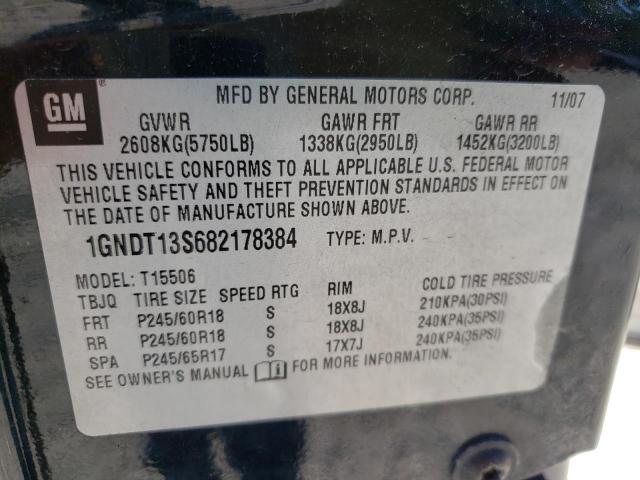 Foto 10 de la subasta – 2008 CHEVROLET TRAILBLAZE con VIN 1GNDT13S682178384