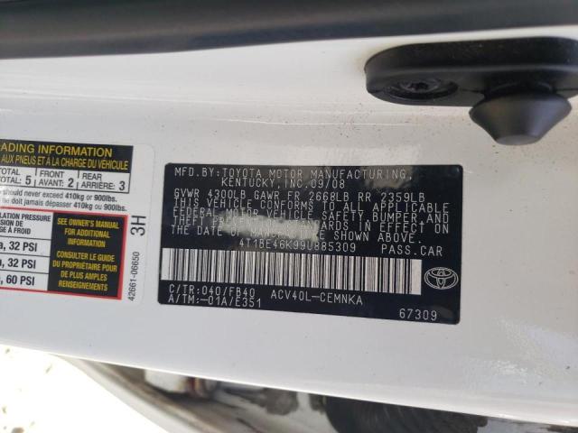 Photo 10 from auction – 2009 TOYOTA CAMRY BASE with VIN 4T1BE46K99U885309