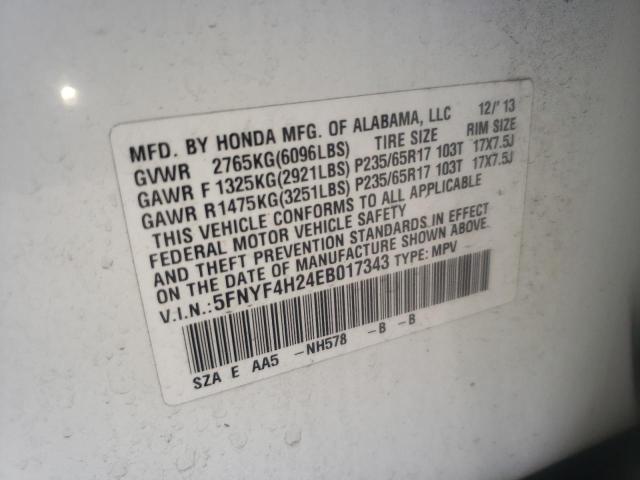 Photo 10 from auction – 2014 HONDA PILOT LX with VIN 5FNYF4H24EB017343