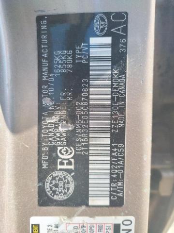 Photo 10 from auction – 2005 TOYOTA COROLLA CE with VIN 2T1BR32E05C870823