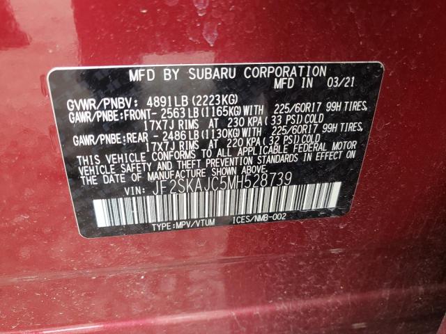 Photo 10 from auction – 2021 SUBARU FORESTER P with VIN JF2SKAJC5MH528739