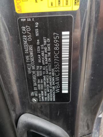 Photo 10 from auction – 2007 BMW 328 XI with VIN WBAWC33577PC86957